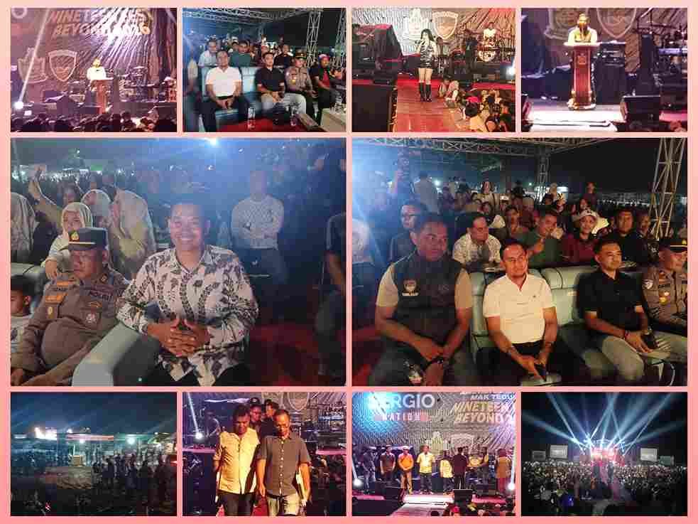 Lala Widy, Guyon Waton, dan Qayta Band tampil di panggung HUT ke-19 Desa Mak Teduh Kerumutan.