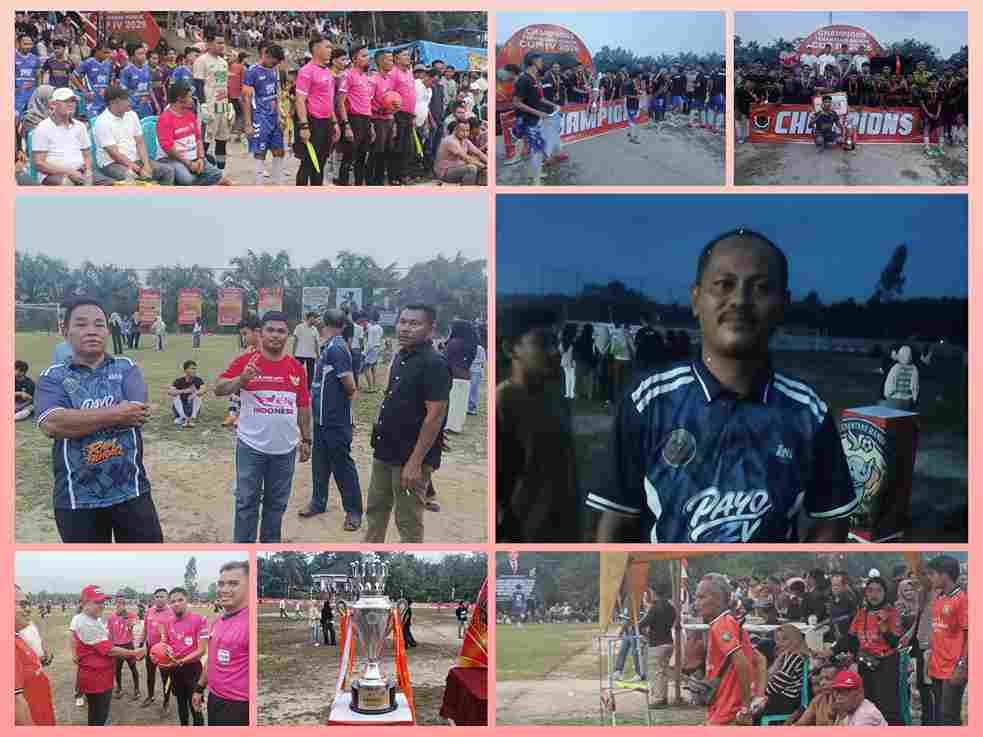 Skuad Payo ZV FC dari Desa Dusun Tua merayakan gelar juara Terantang Manuk Cup IV 2026.