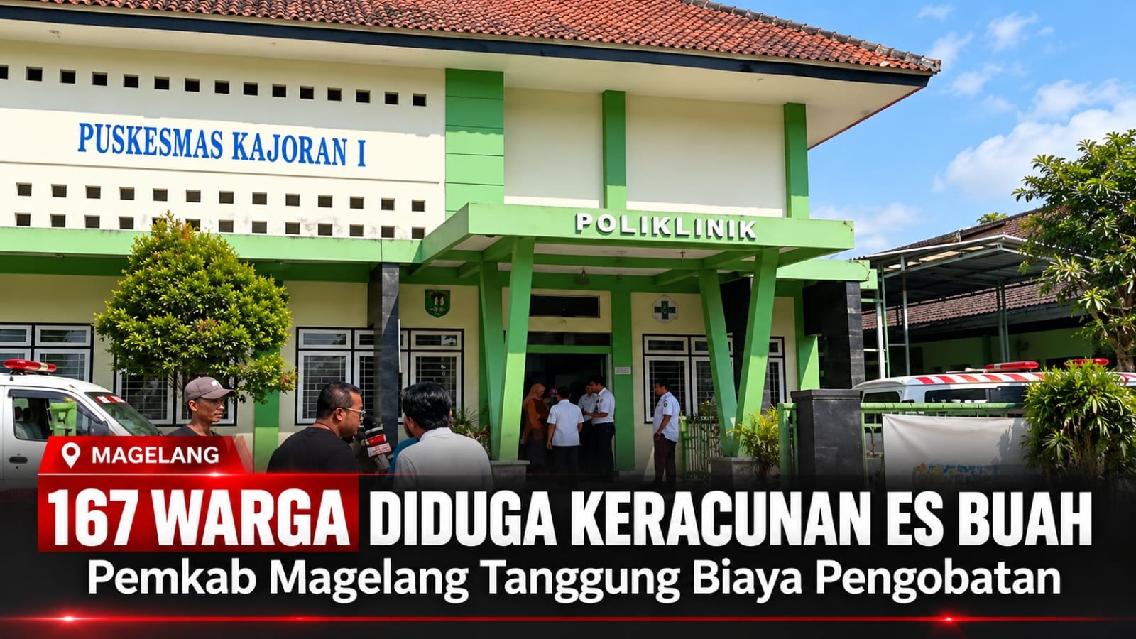 Bupati Magelang Grengseng Pamuji saat meninjau langsung perawatan korban keracunan massal es buah di RSUD Merah Putih.
