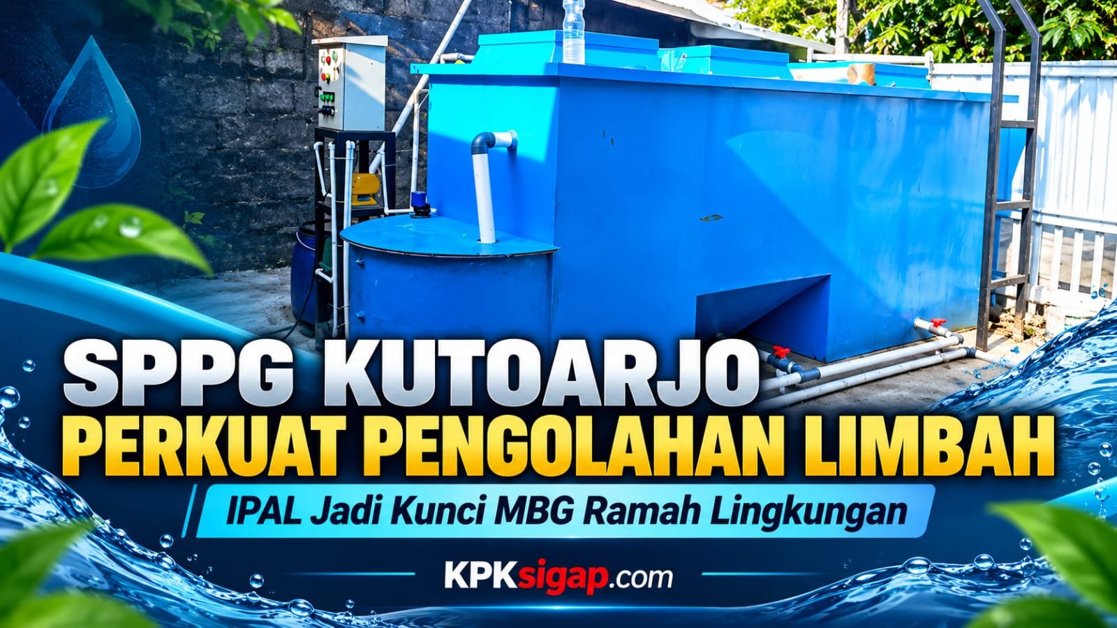 Petugas dan pengelola SPPG Kutoarjo saat meninjau sistem Instalasi Pengolahan Air Limbah (IPAL) fasilitas dapur MBG di Kutoarjo Purworejo.
