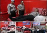 Polresta Sidoarjo Bersama Wartawan dan Netizen Donorkan Darah Peringati 75 Tahun Humas Polri