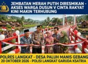 Jembatan Merah Putih Diresmikan, Akses Warga Dusun V Cinta Rakyat Kini Makin Terhubung