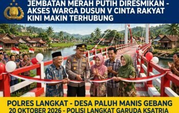 Jembatan Merah Putih Diresmikan, Akses Warga Dusun V Cinta Rakyat Kini Makin Terhubung