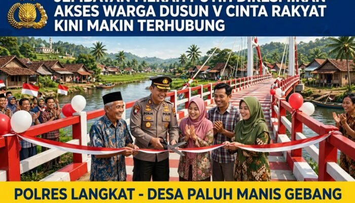 Jembatan Merah Putih Diresmikan, Akses Warga Dusun V Cinta Rakyat Kini Makin Terhubung
