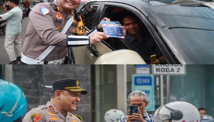 Kapolres Jember Bersama Kasatlantas Turun langsung dan Sapa pengguna jalan raya dalam Giat Operasi patuh Semeru 2026