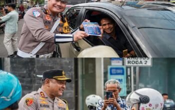 Kapolres Jember Bersama Kasatlantas Turun langsung dan Sapa pengguna jalan raya dalam Giat Operasi patuh Semeru 2026