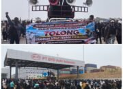 Forum Masyarakat Subang Bersatu (FMSB) menggelar aksi damai di kawasan PT BYD Auto Indonesia,