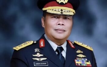Ilustrasi gedung Mapolda Riau dan pergantian pucuk pimpinan kepolisian daerah.