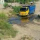 Kondisi jalan rusak dan berlumpur di kawasan SP2, Kecamatan Wonosari, Kabupaten Boalemo.