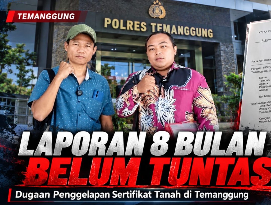 Kuasa Hukum Rumiyati dari Kantor Hukum GW & Partner menyampaikan keterangan pers terkait laporan sertifikat tanah di Polres Temanggung.